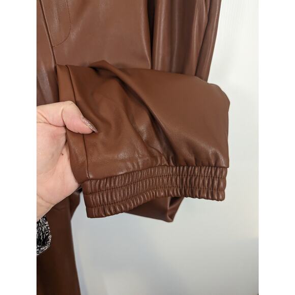Banana Republic Vegan Leather Jogger Pants Cognac Drawstring Size XXL NWT - Picture 7 of 11